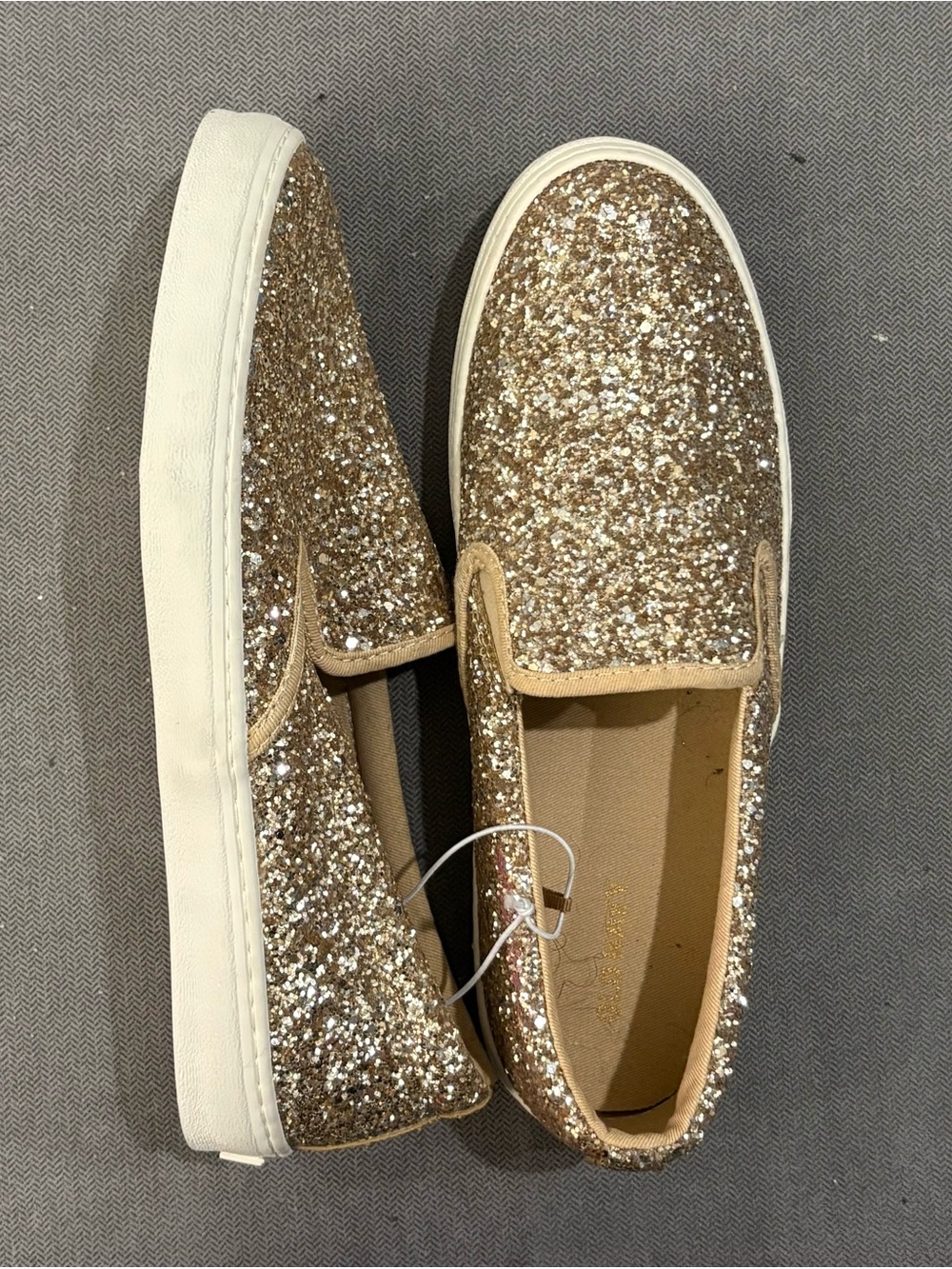 Gold Glitter Slip-On Women's Sneakers